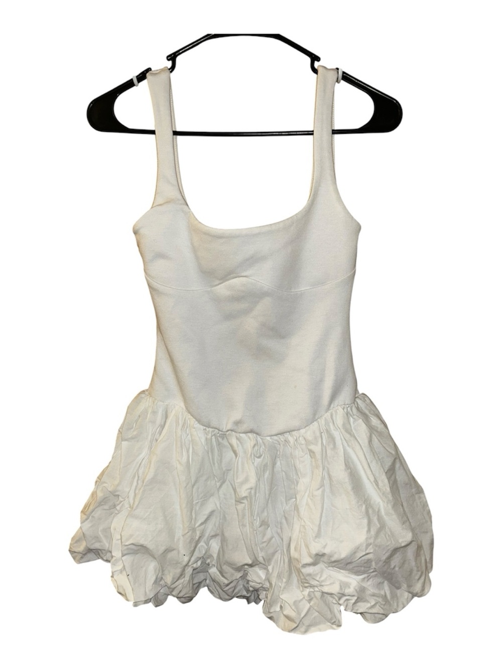 Zara White Sleeveless Bubble-Hem Romper